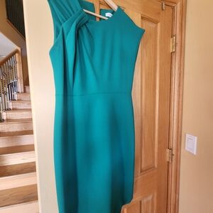 Calvin Klein Teal One-Shoulder Knot Sheath Dress